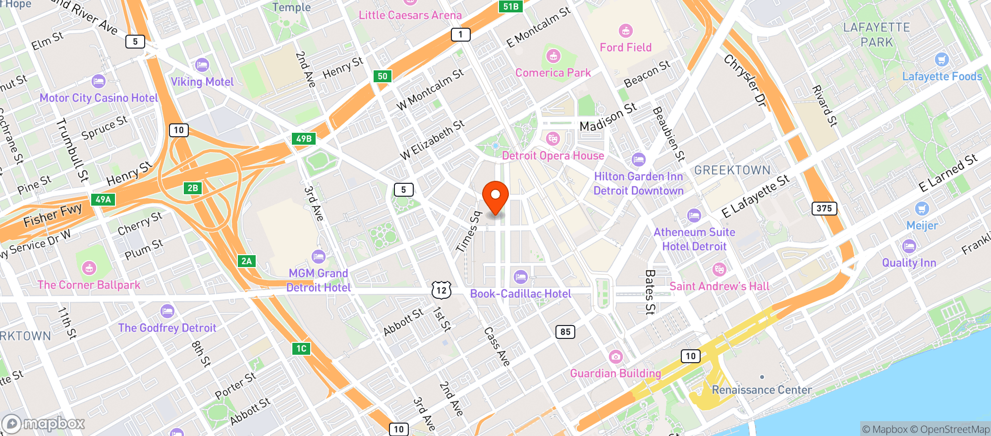 Map showing Eves Downtown Gourmet