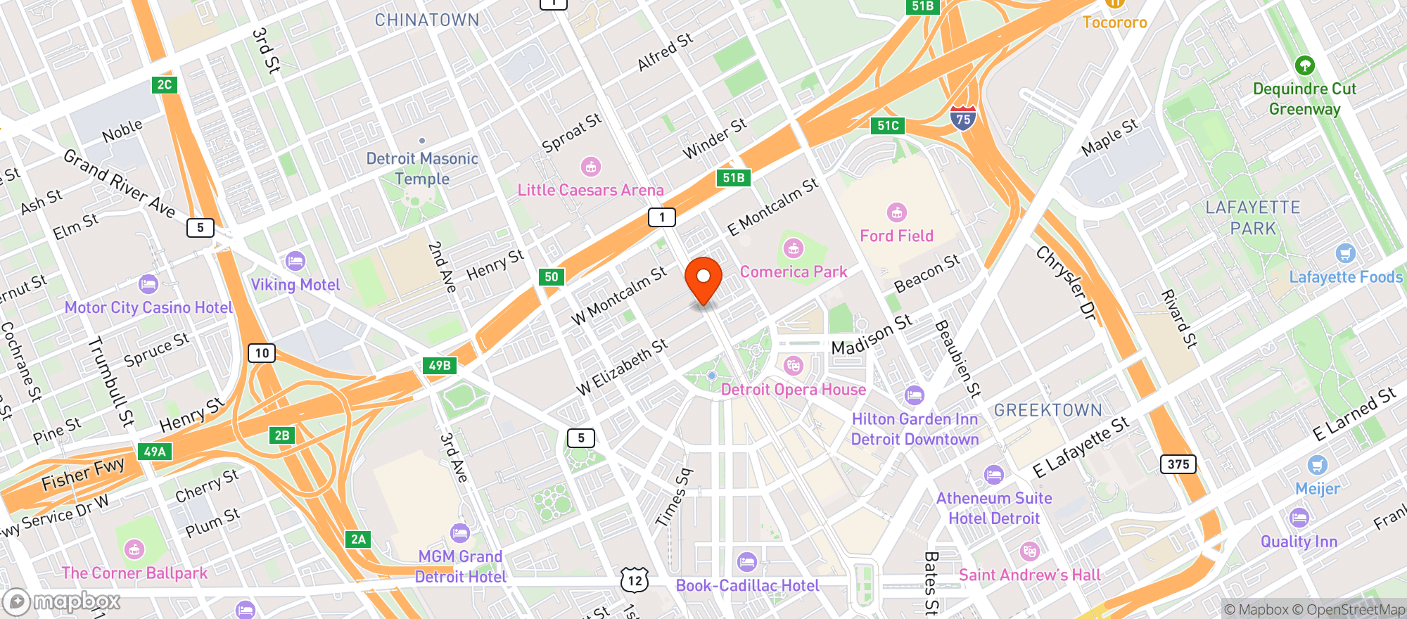 Map showing The Fillmore & State Bar
