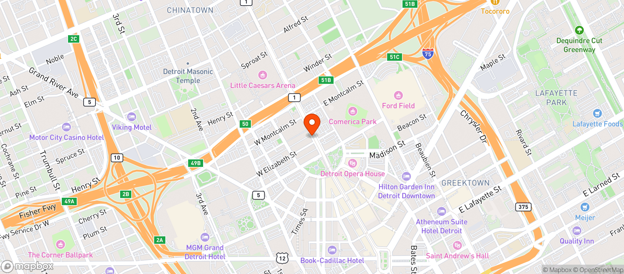 Map showing Union Assembly Restaurant