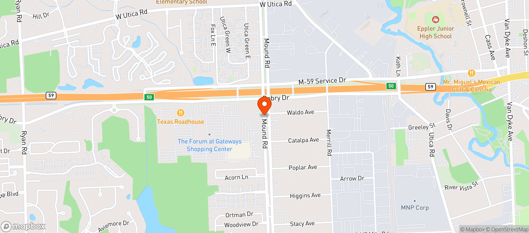 Map showing Raices Mexican Cantina