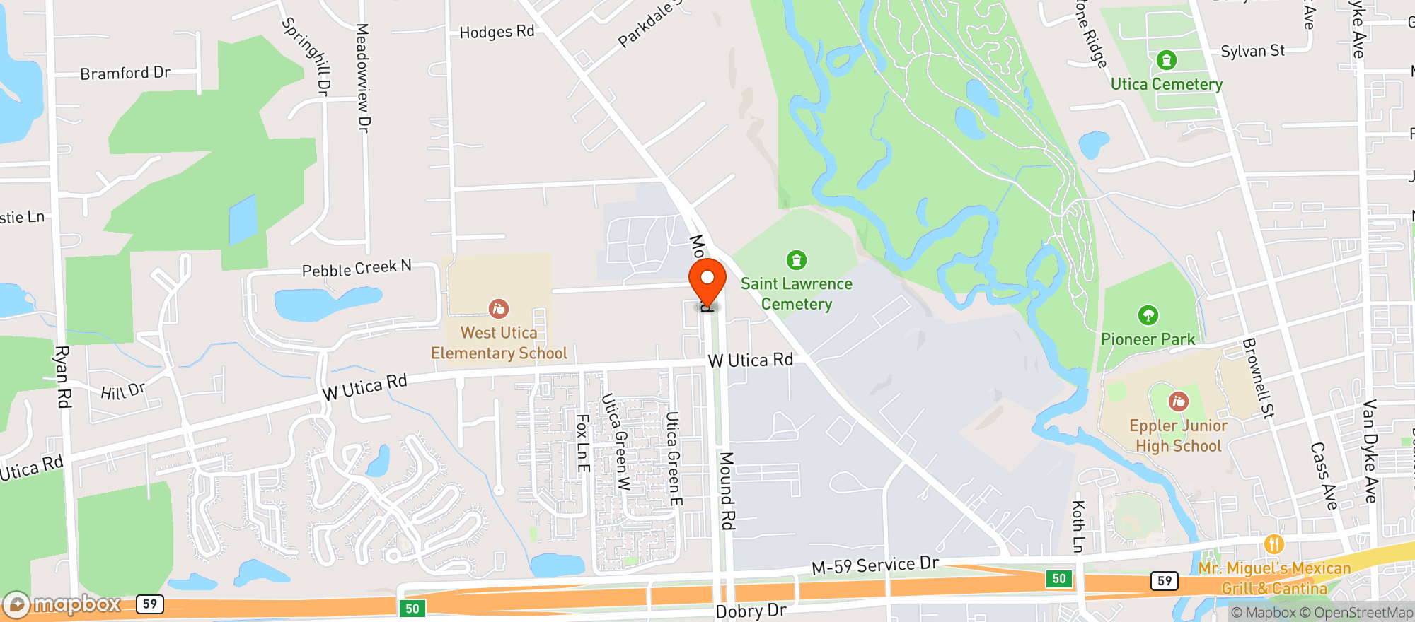 Map showing Game On Burgers