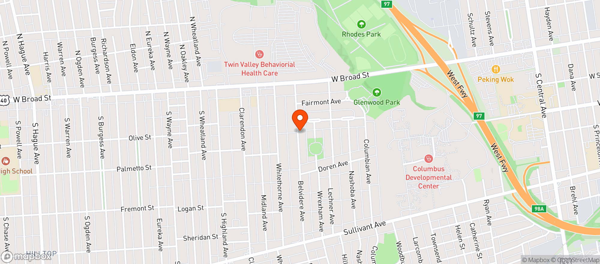 Map showing Belvidere Fast Mart