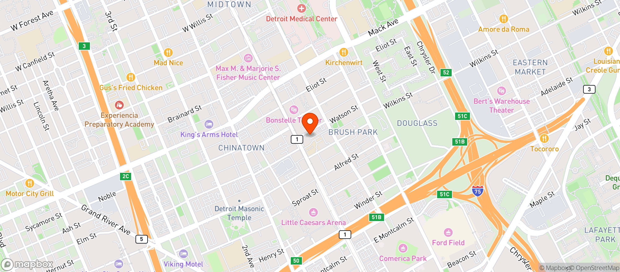 Map showing Second Best Bar