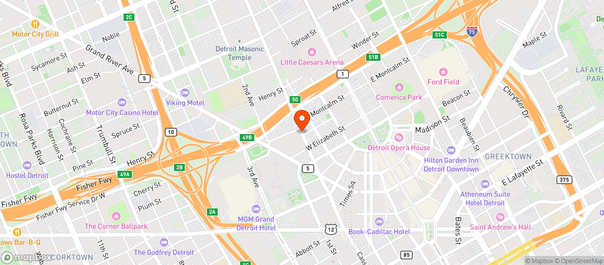 Map showing Bookies Bar & Grill