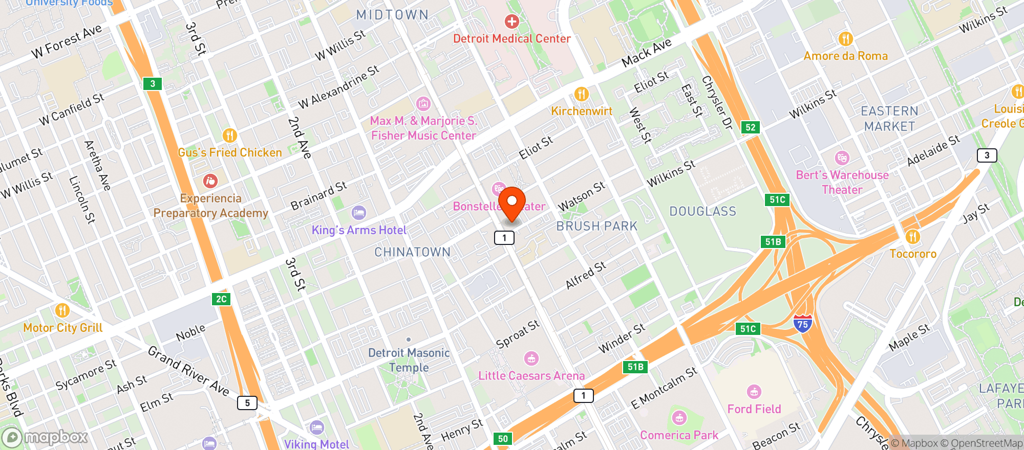 Map showing Cafe Alto
