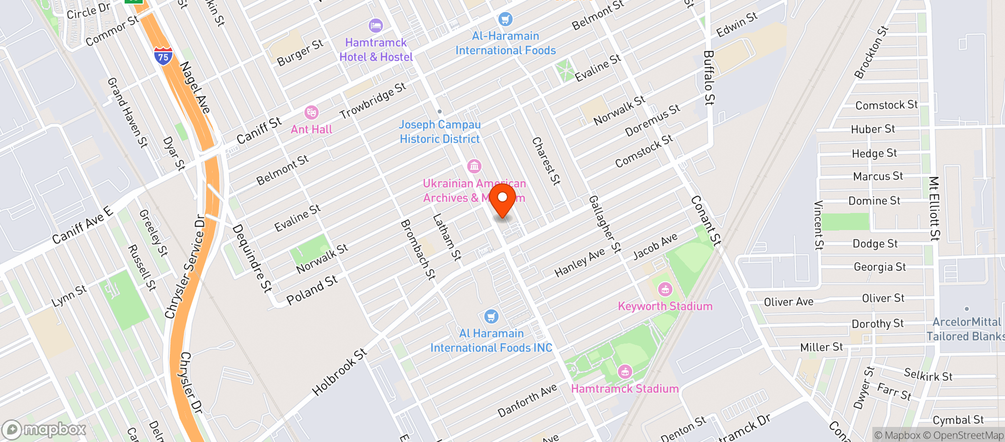 Map showing Florian East Lagers & Ales