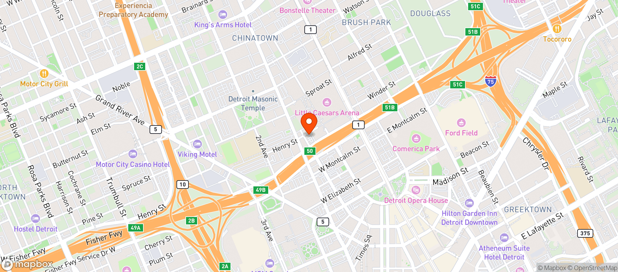 Map showing Harrys Bar