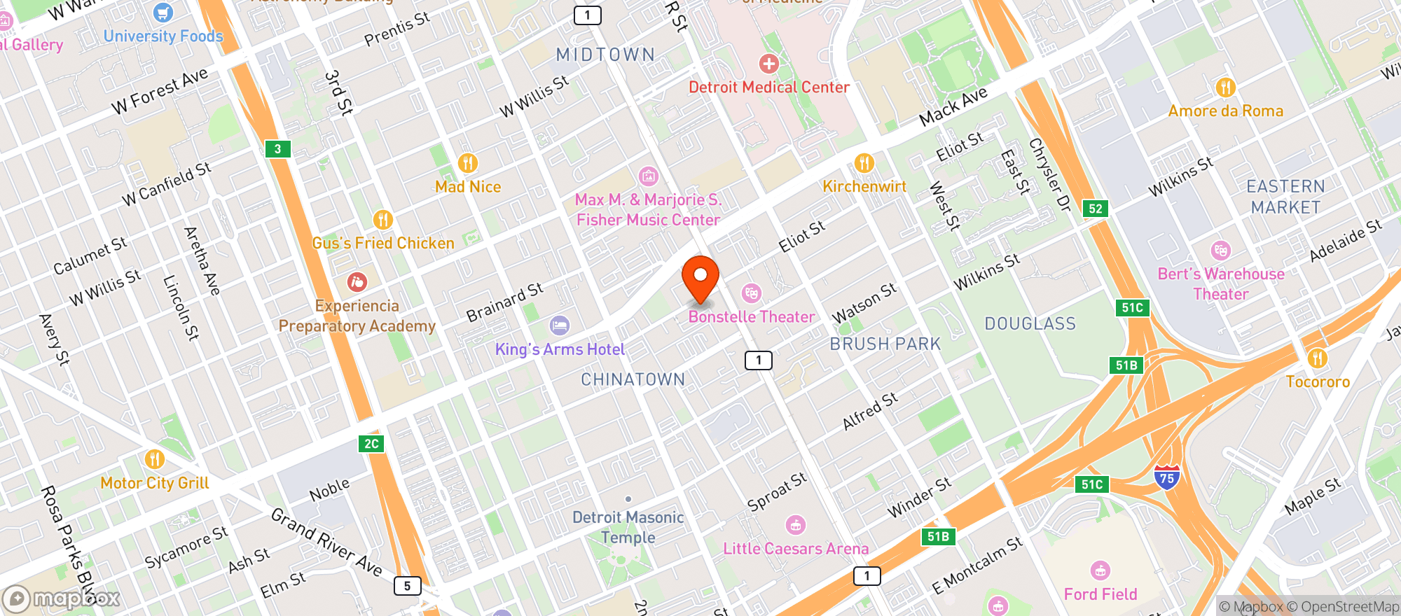 Map showing The Eagle Food & Beer Hall