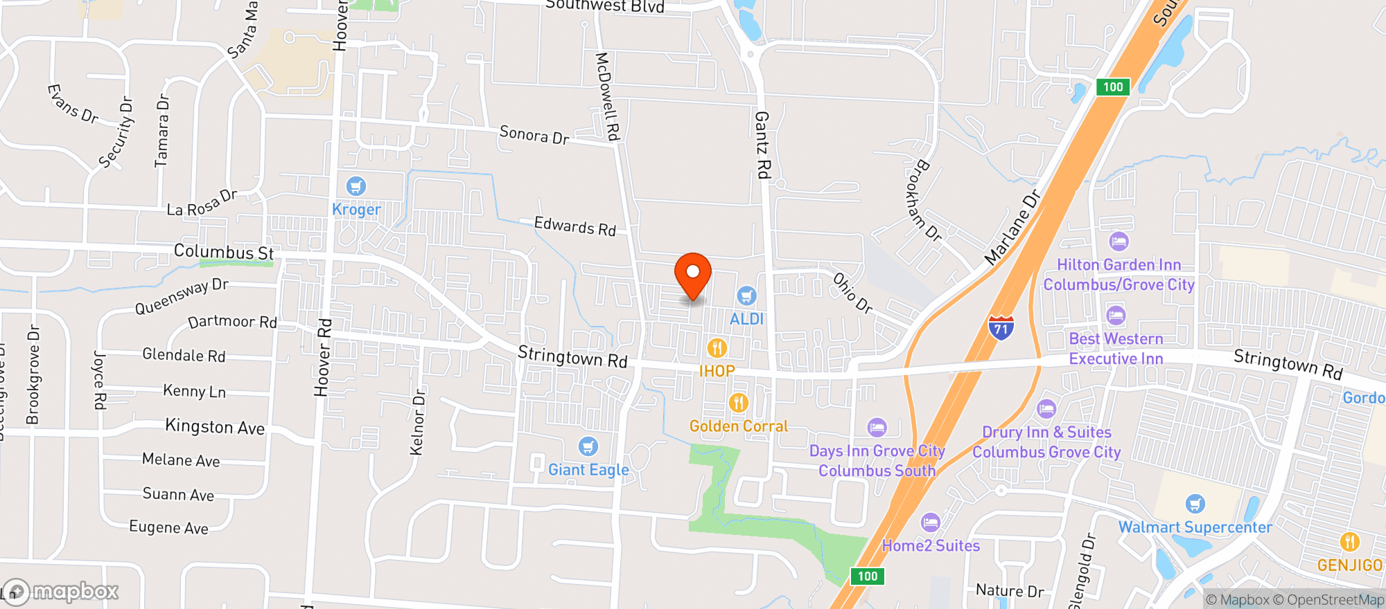 Map showing Hippie Hut Grove City