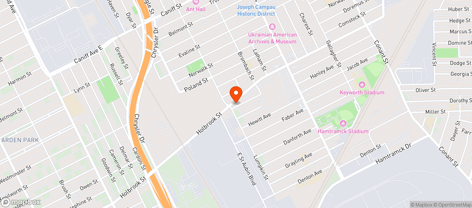 Map showing Pleasantrees Cannabis Dispensary Hamtramck