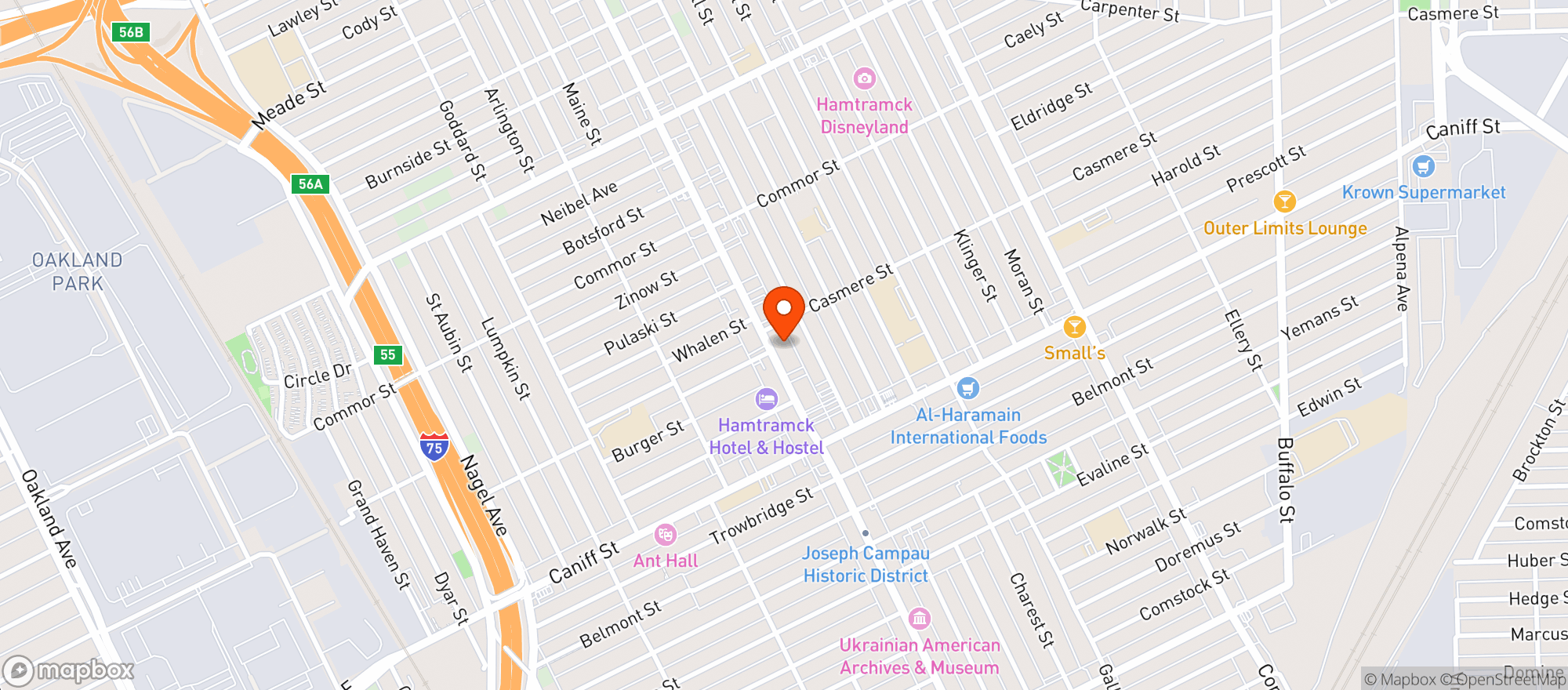 Map showing High Dive - Hamtramck
