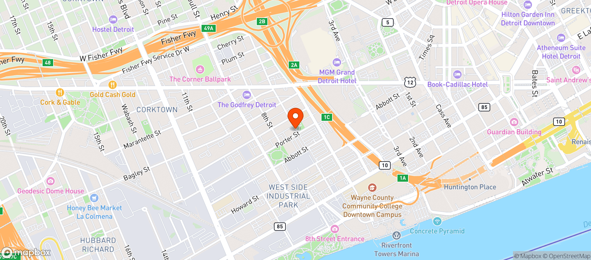 Map showing Mudgie's Deli