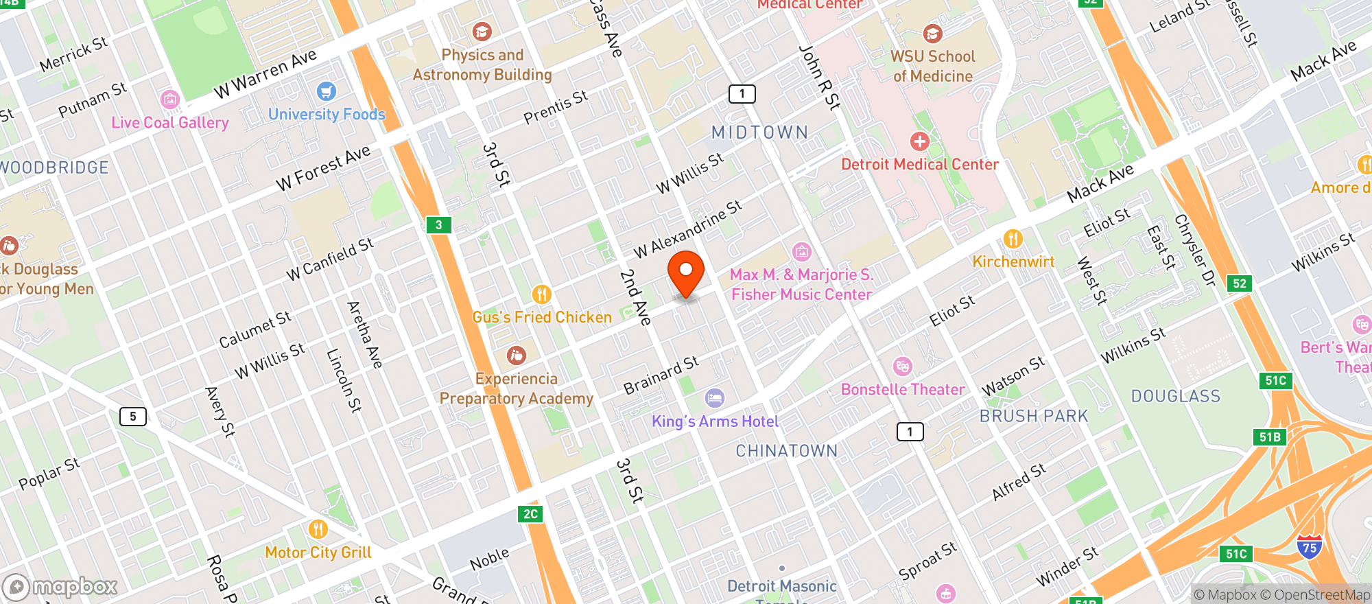 Map showing Honest John's