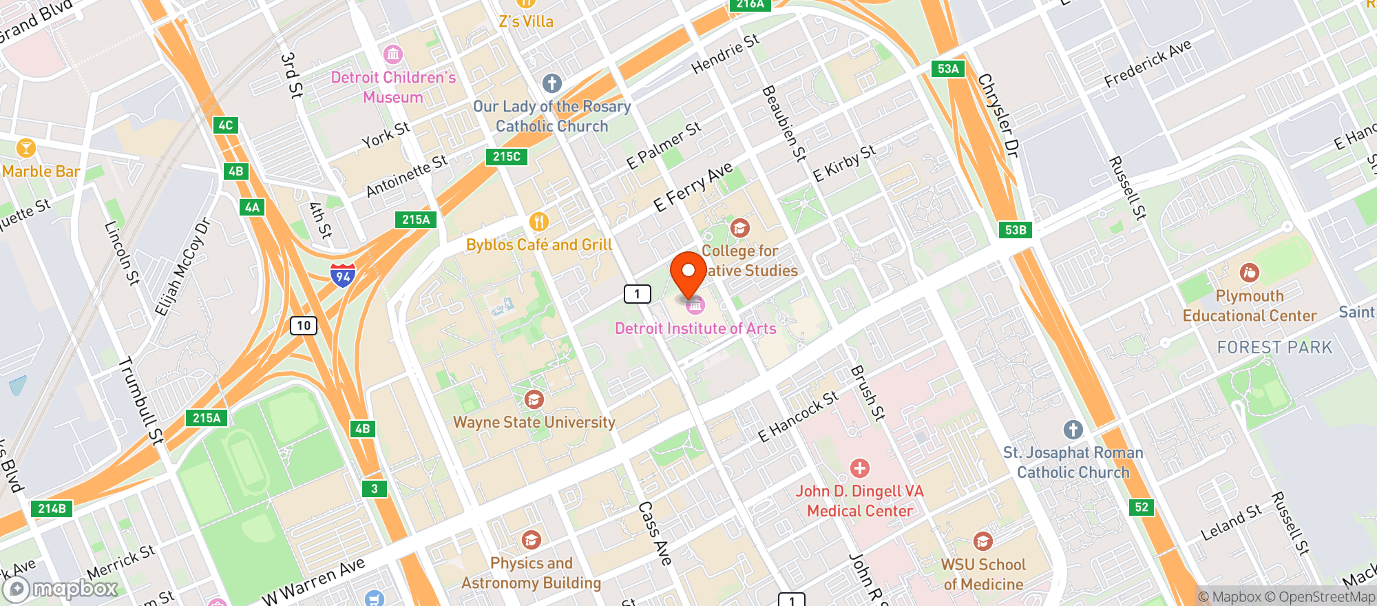 Map showing The Detroit Institute Of Arts Found