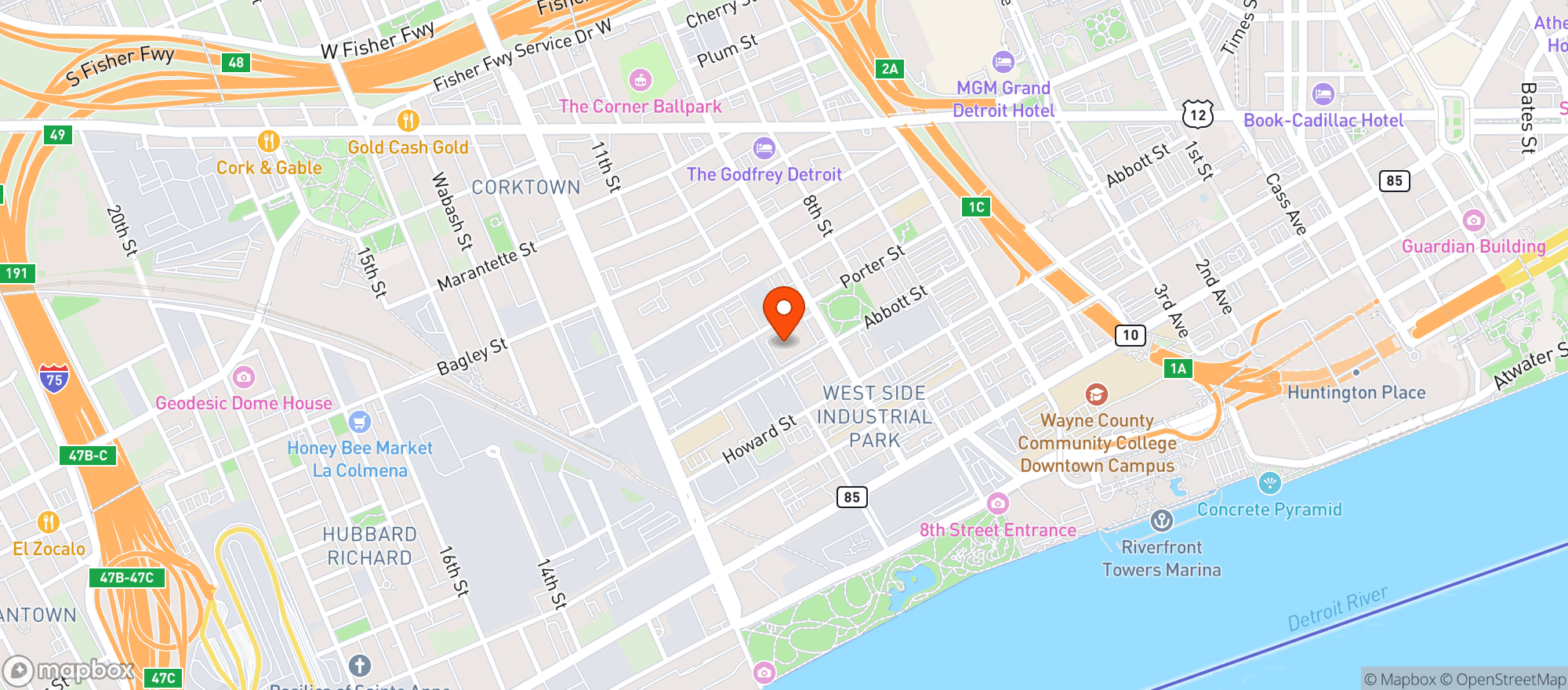 Map showing Trumbull & Porter Hotel