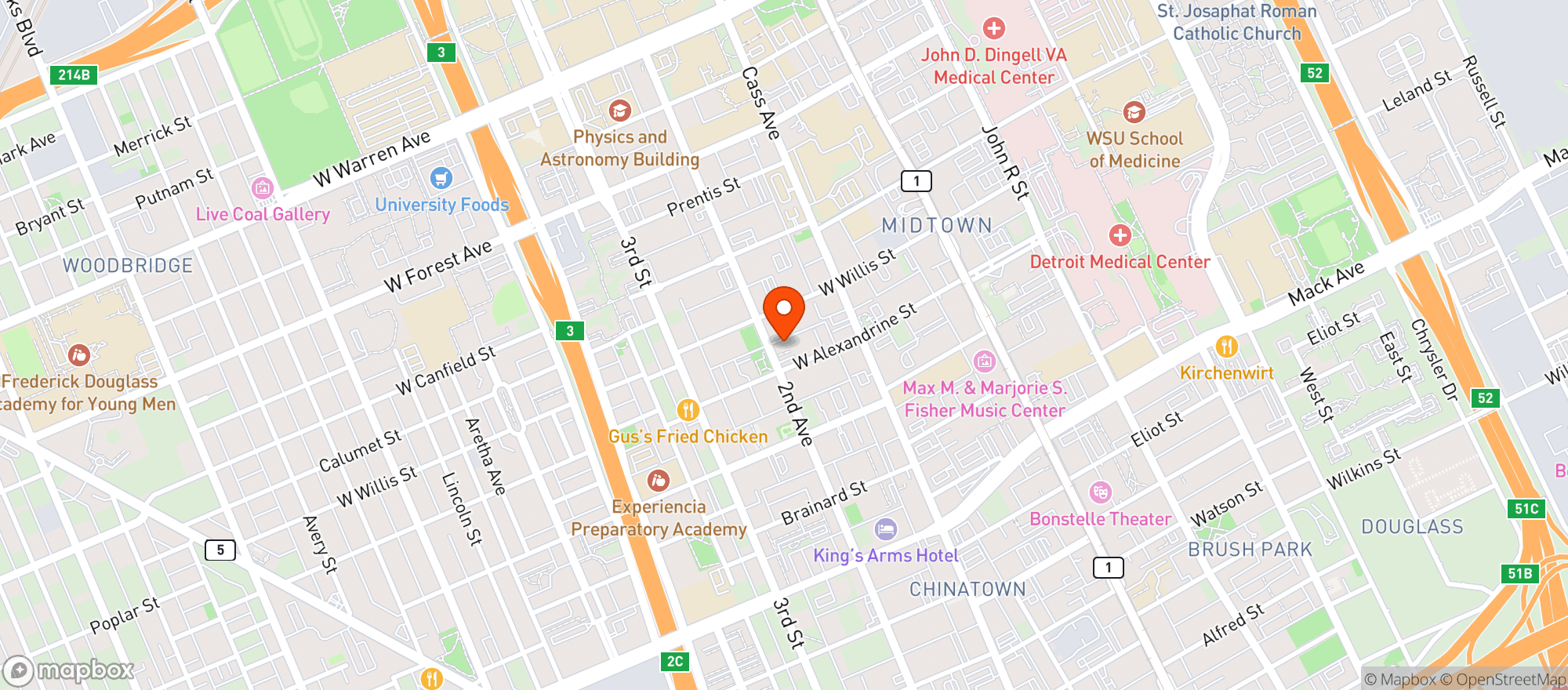 Map showing Mad Nice Detroit