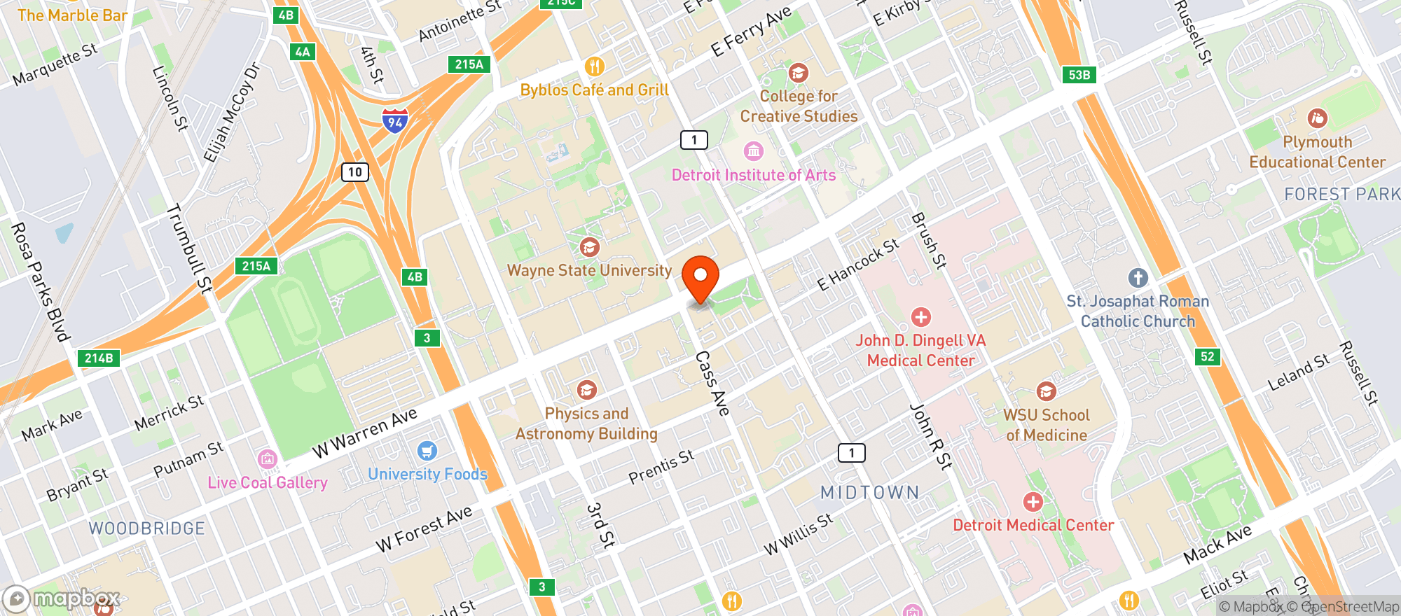 Map showing IMA - MIDTOWN
