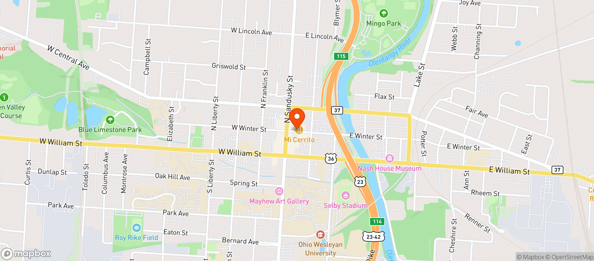 Map showing Mi Cerrito Mexican Restaurant