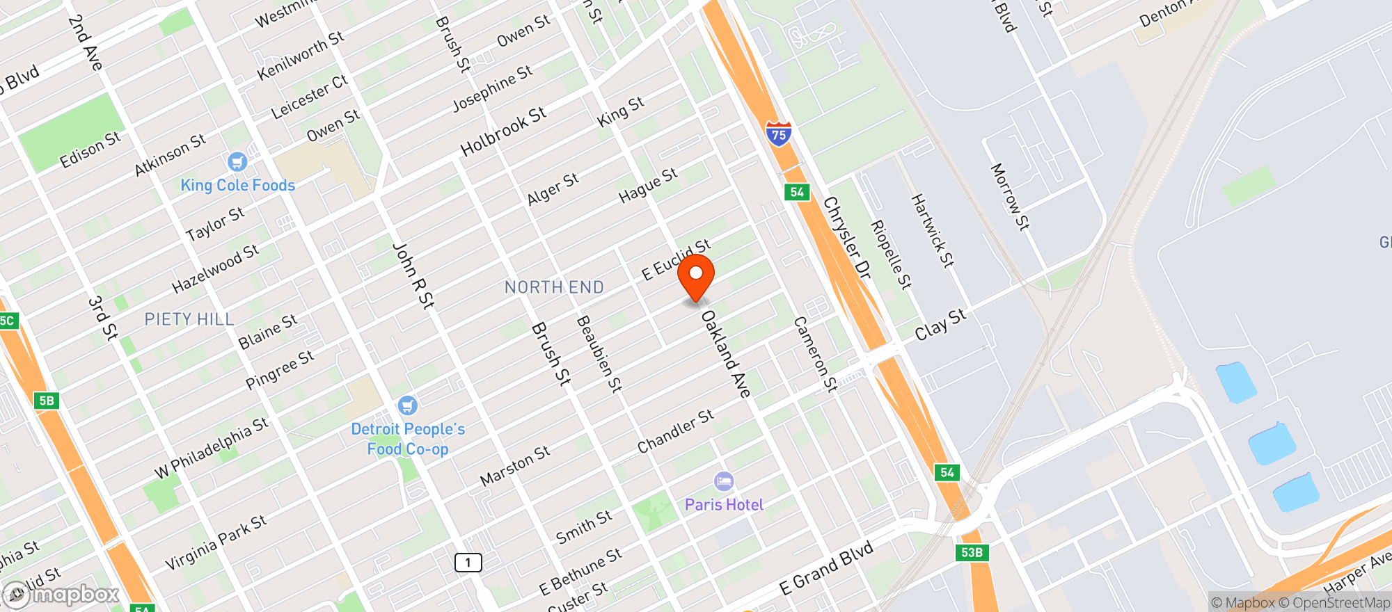 Map showing Schvitz Detroit