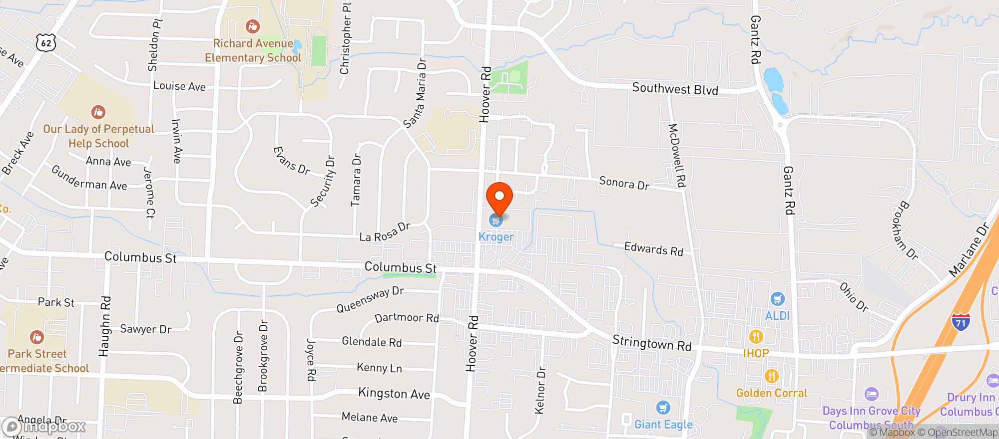 Map showing Kroger