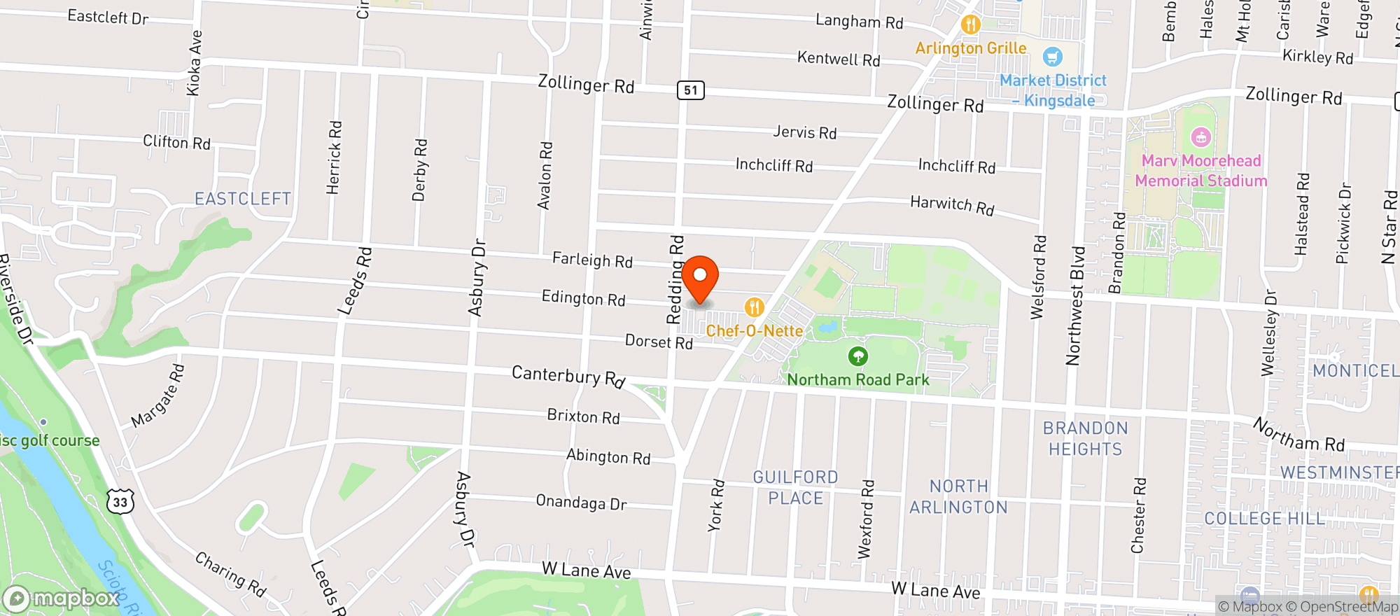 Map showing Littleton's Market