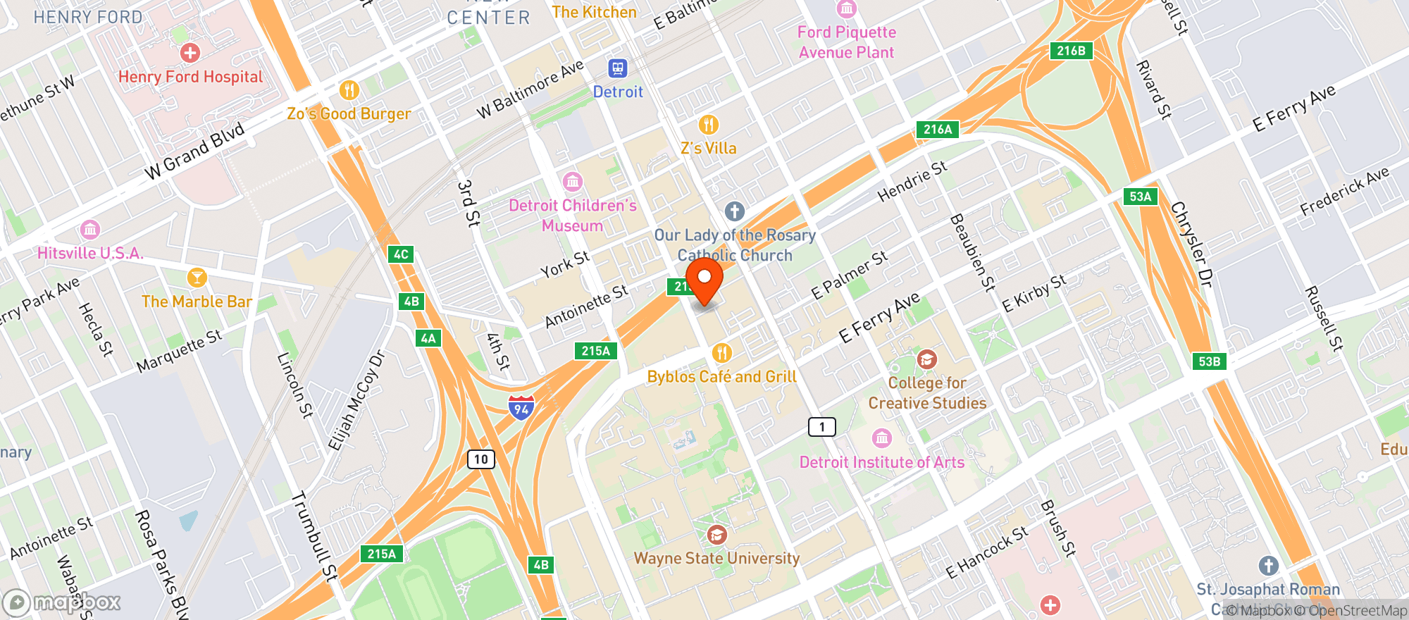 Map showing Tony V Tavern