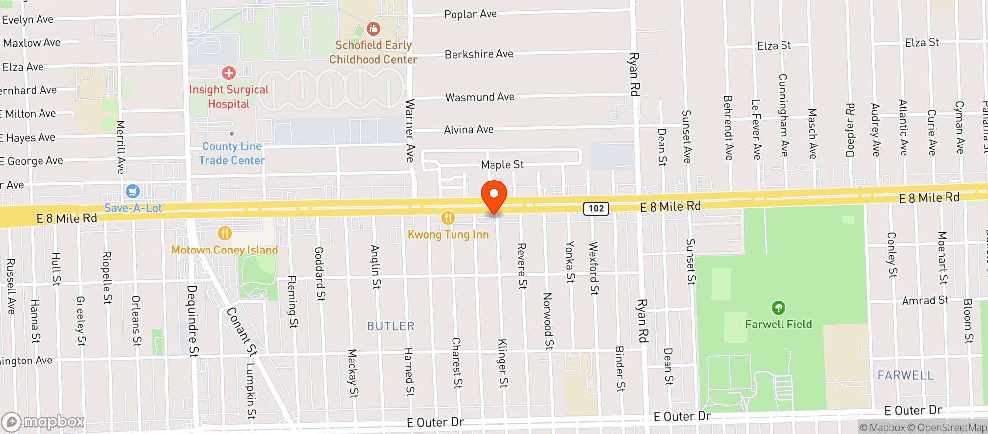 Map showing House Of Dank Detroit (8 Mile)