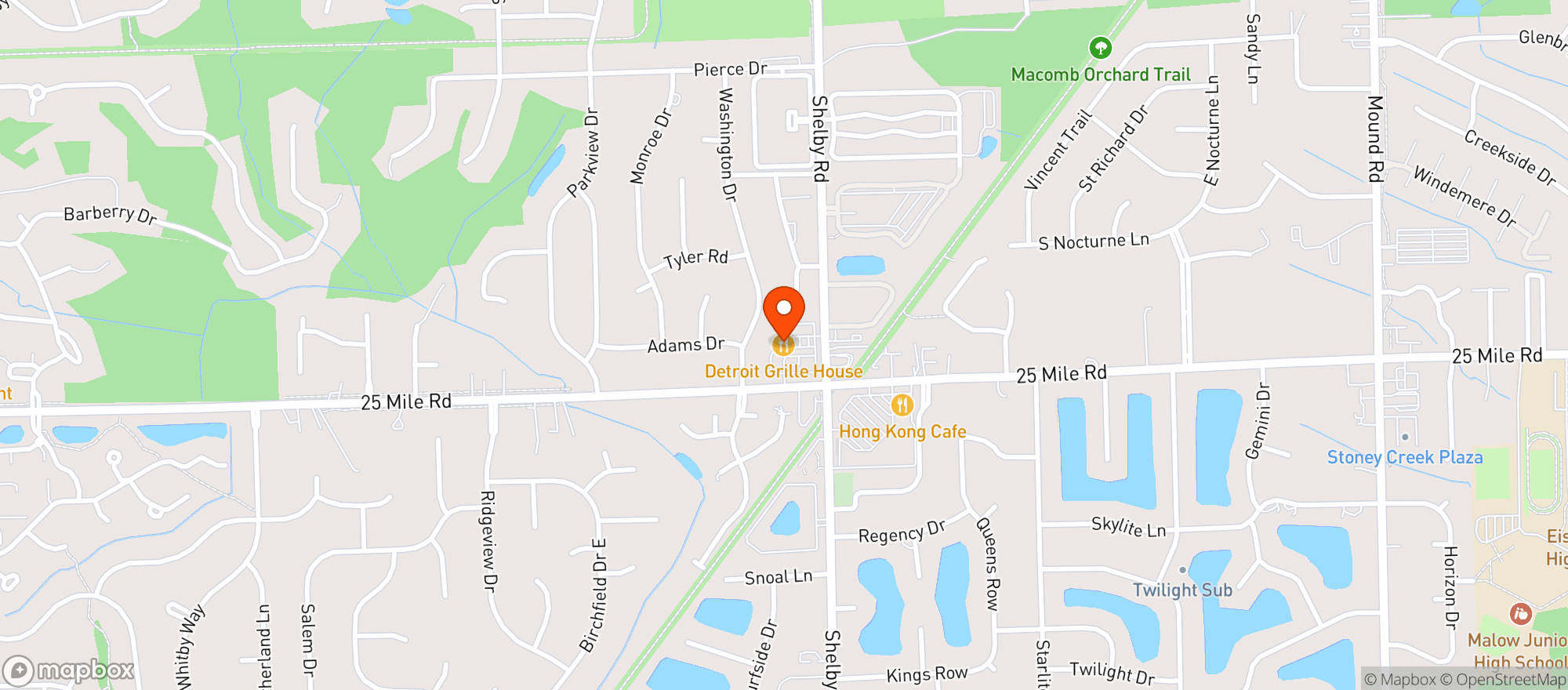 Map showing Detroit Grill House