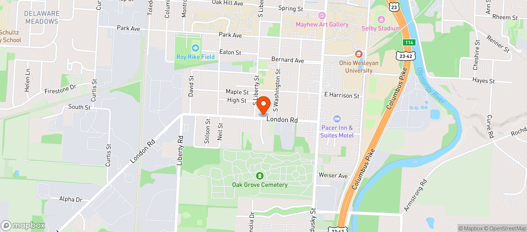 Map showing SHELL (DELAWARE - 132 LONDON RD)
