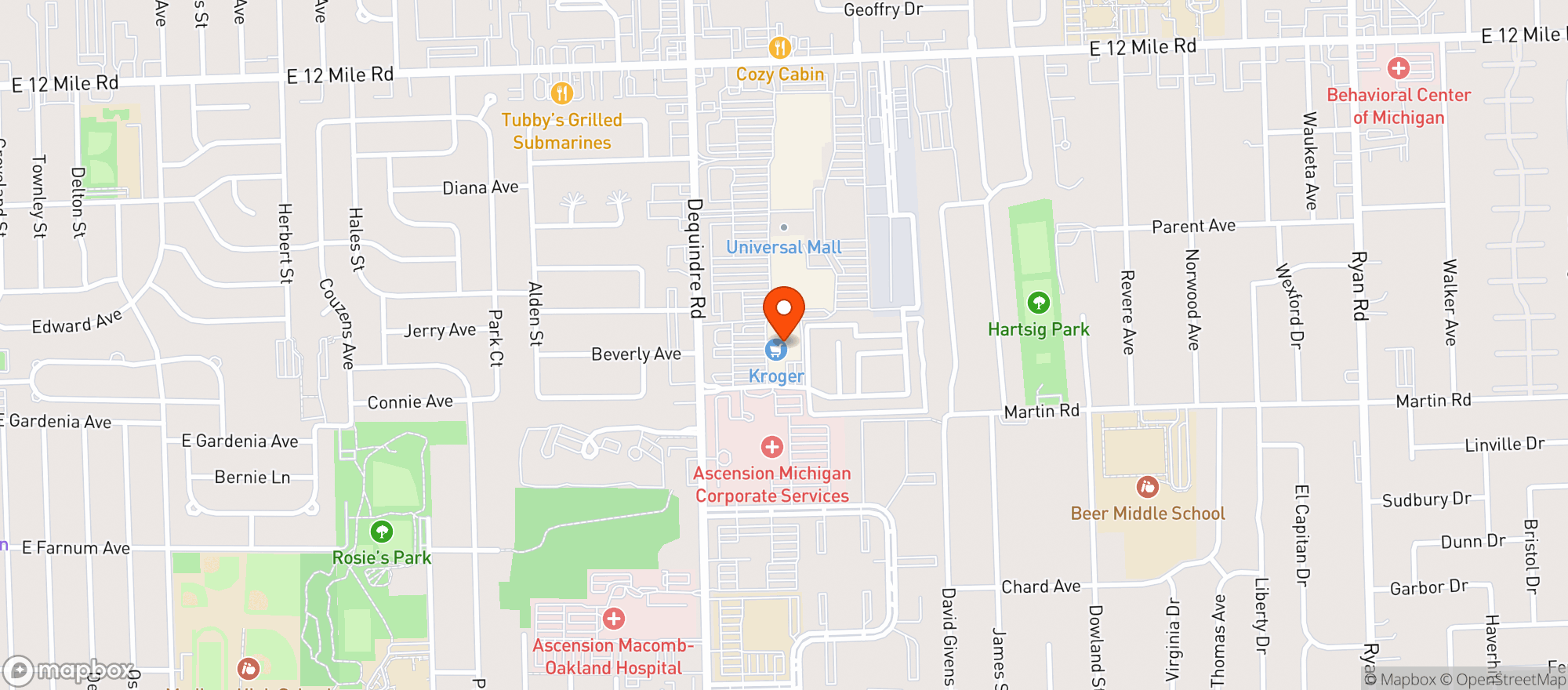 Map showing Kroger