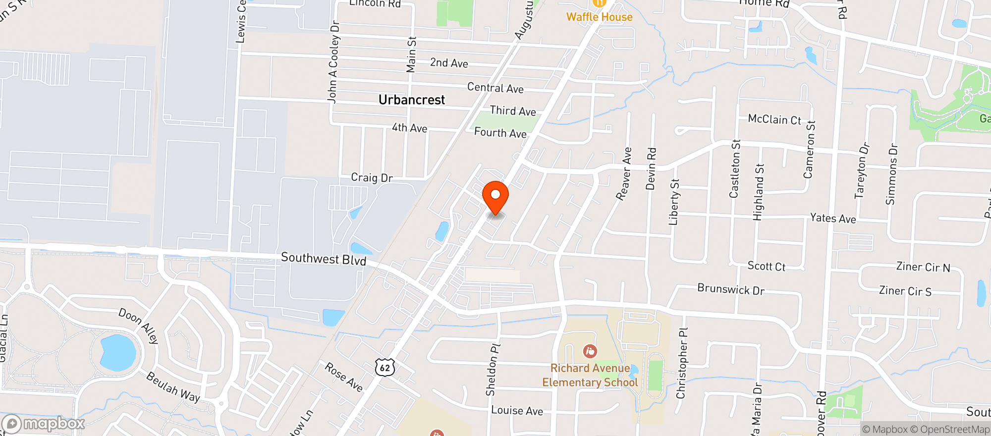 Map showing Grove City Drive Thru