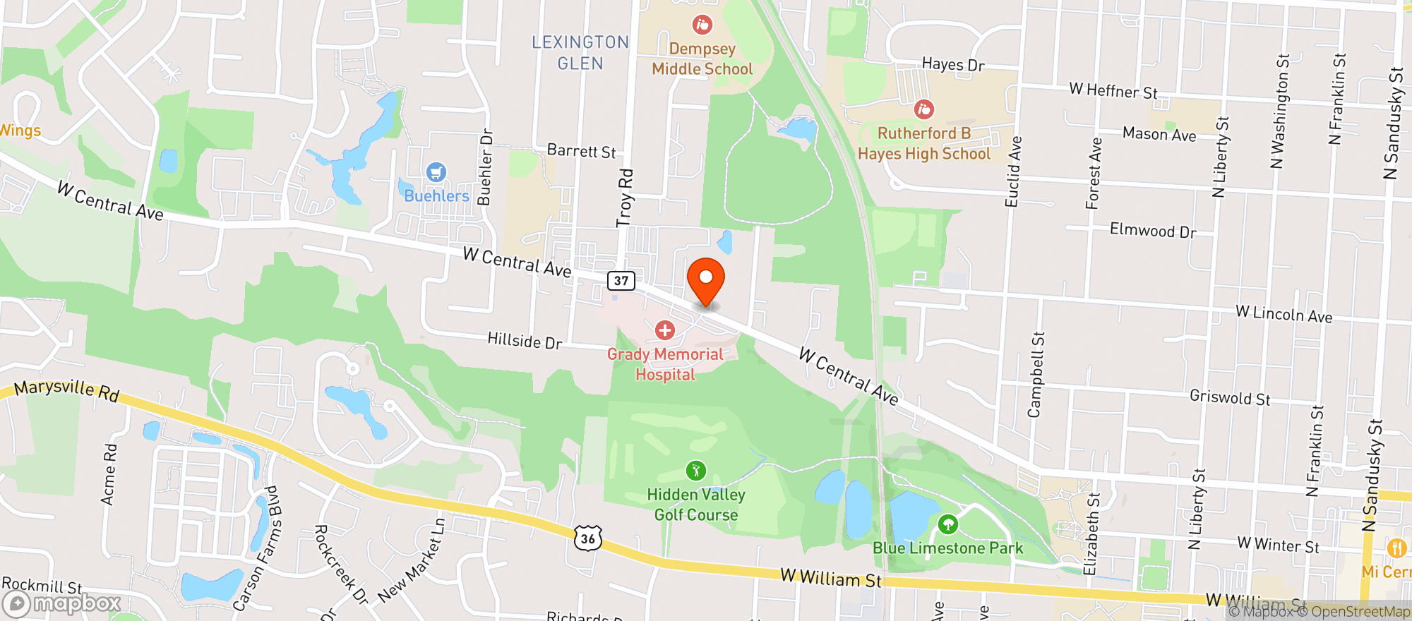 Map showing Shortys