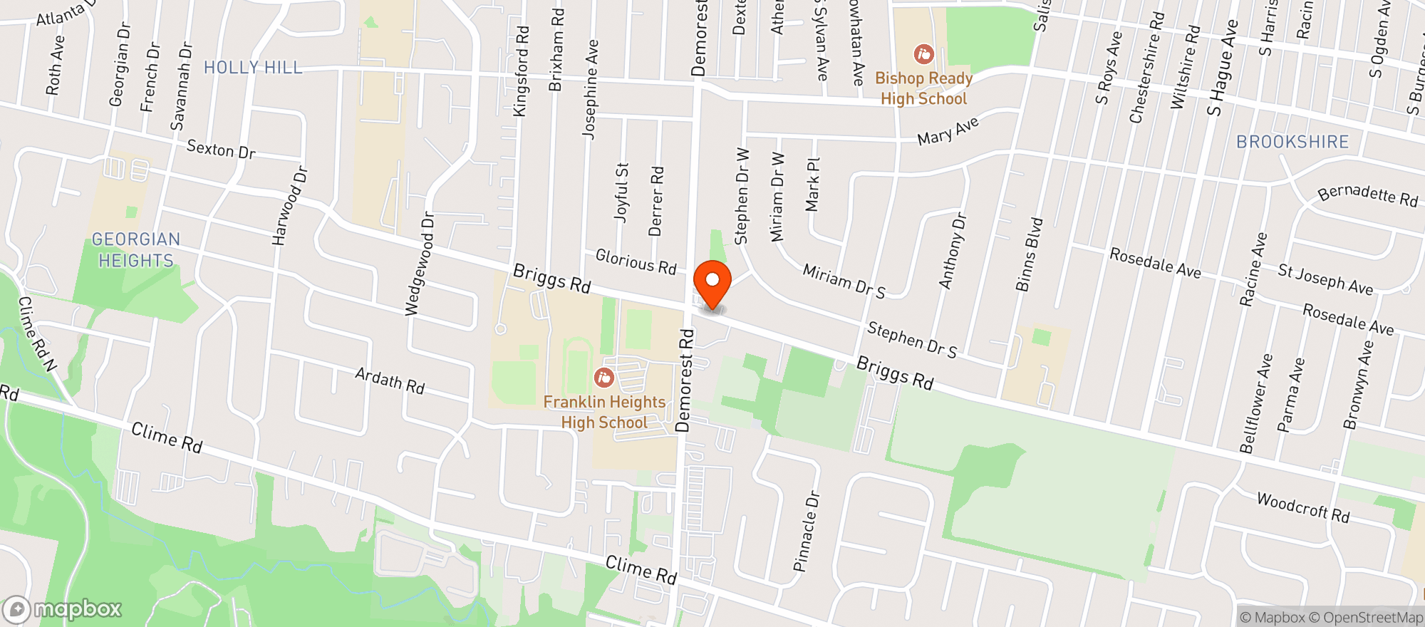 Map showing Briggs Stop Mart