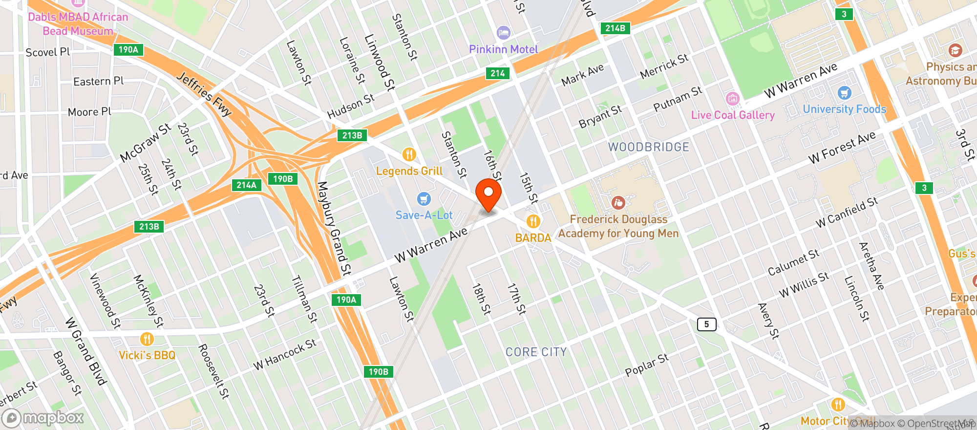 Map showing VESPER BOOKS & WINE