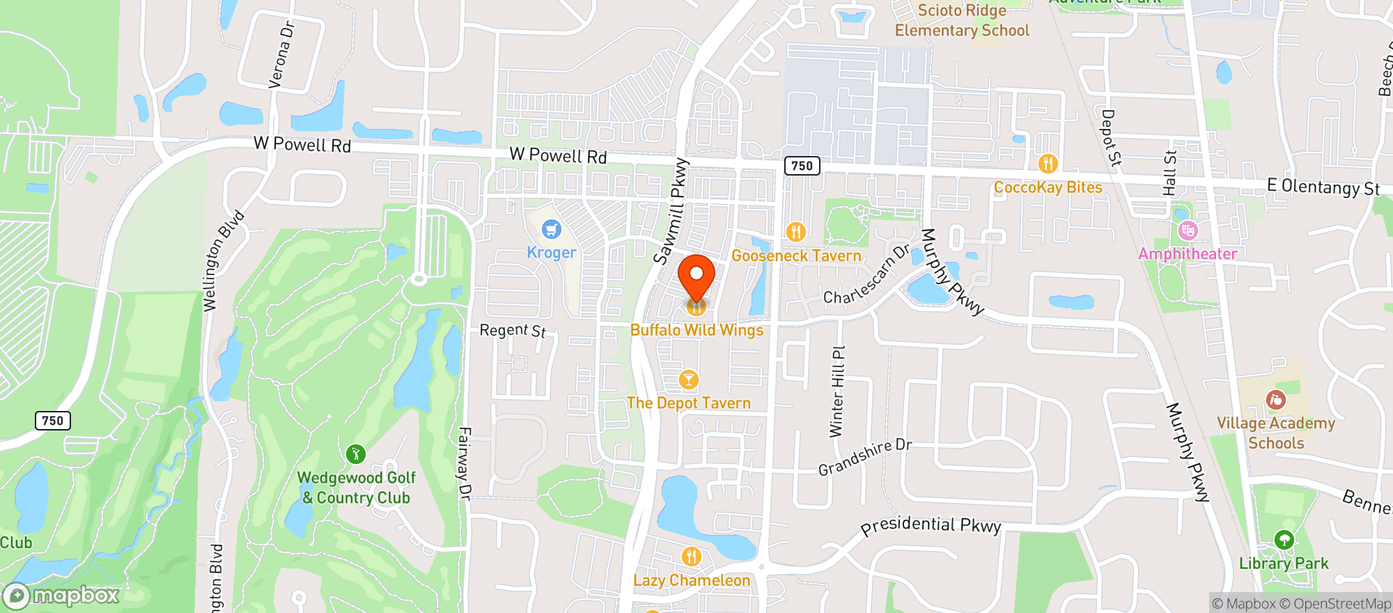 Map showing Buffalo Wild Wings Gril #213