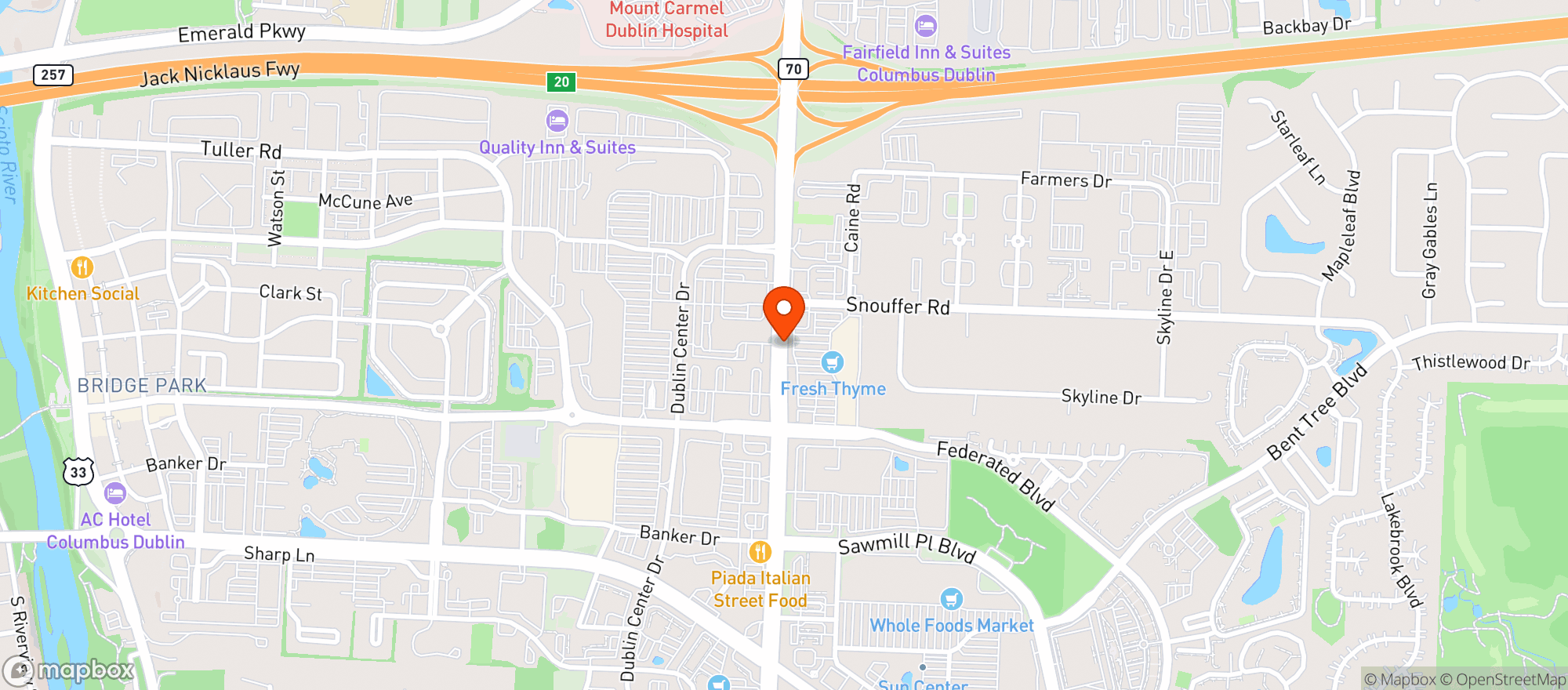 Map showing Fresh Thyme Farmers Market