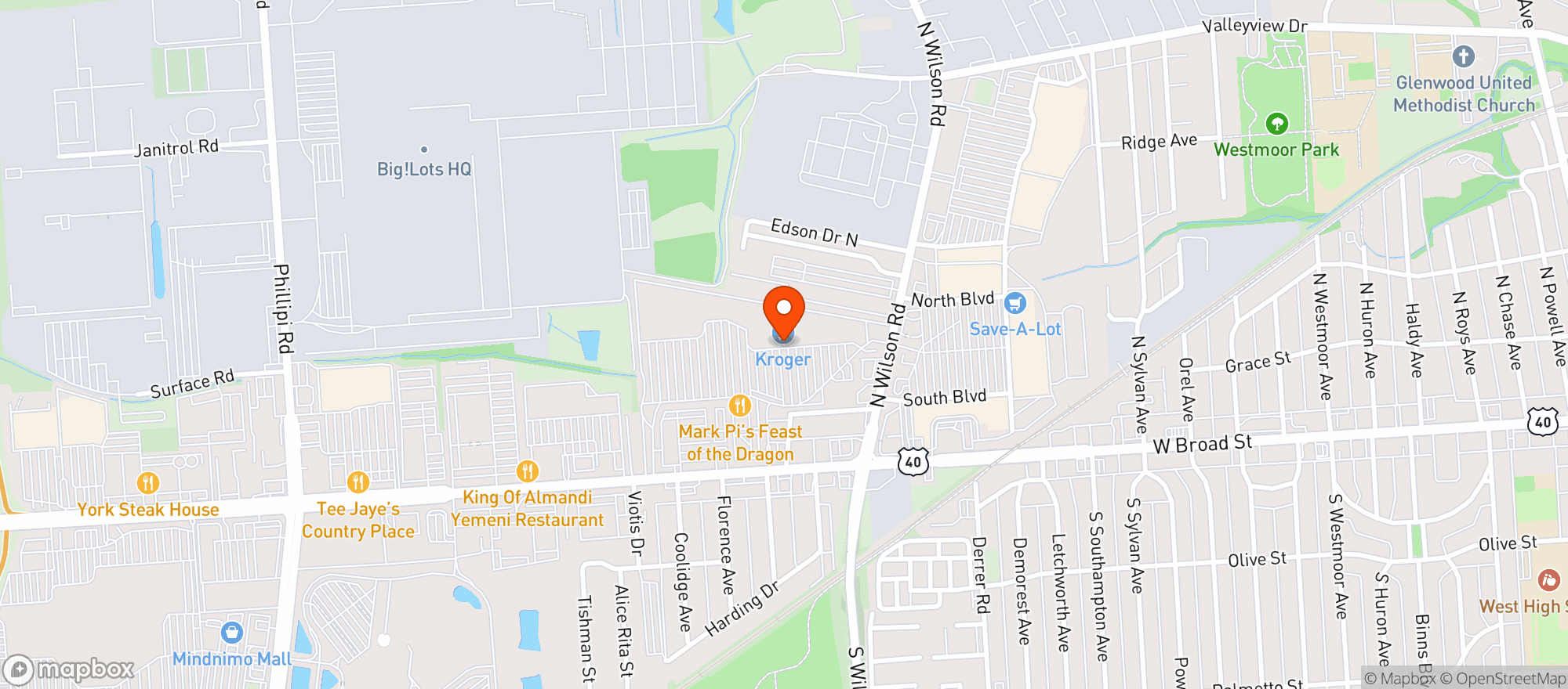 Map showing Kroger #598