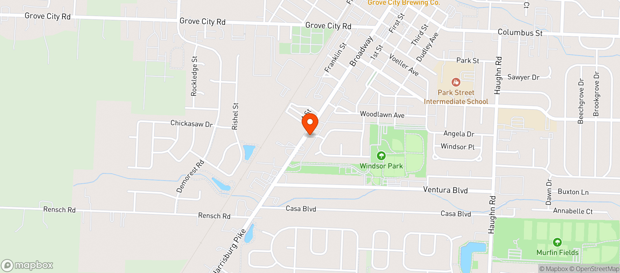 Map showing Ernie S Carry Out