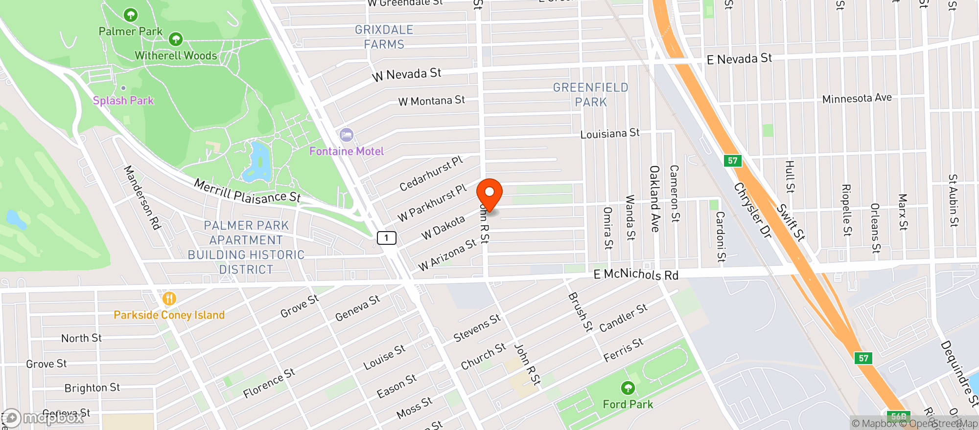 Map showing Dakota Inn
