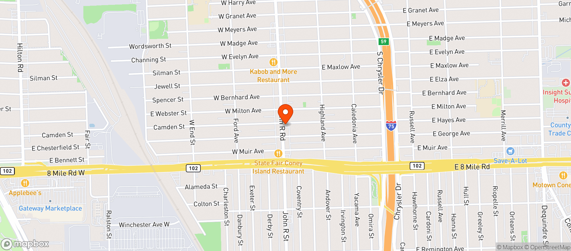 Map showing Skymint Hazel Park