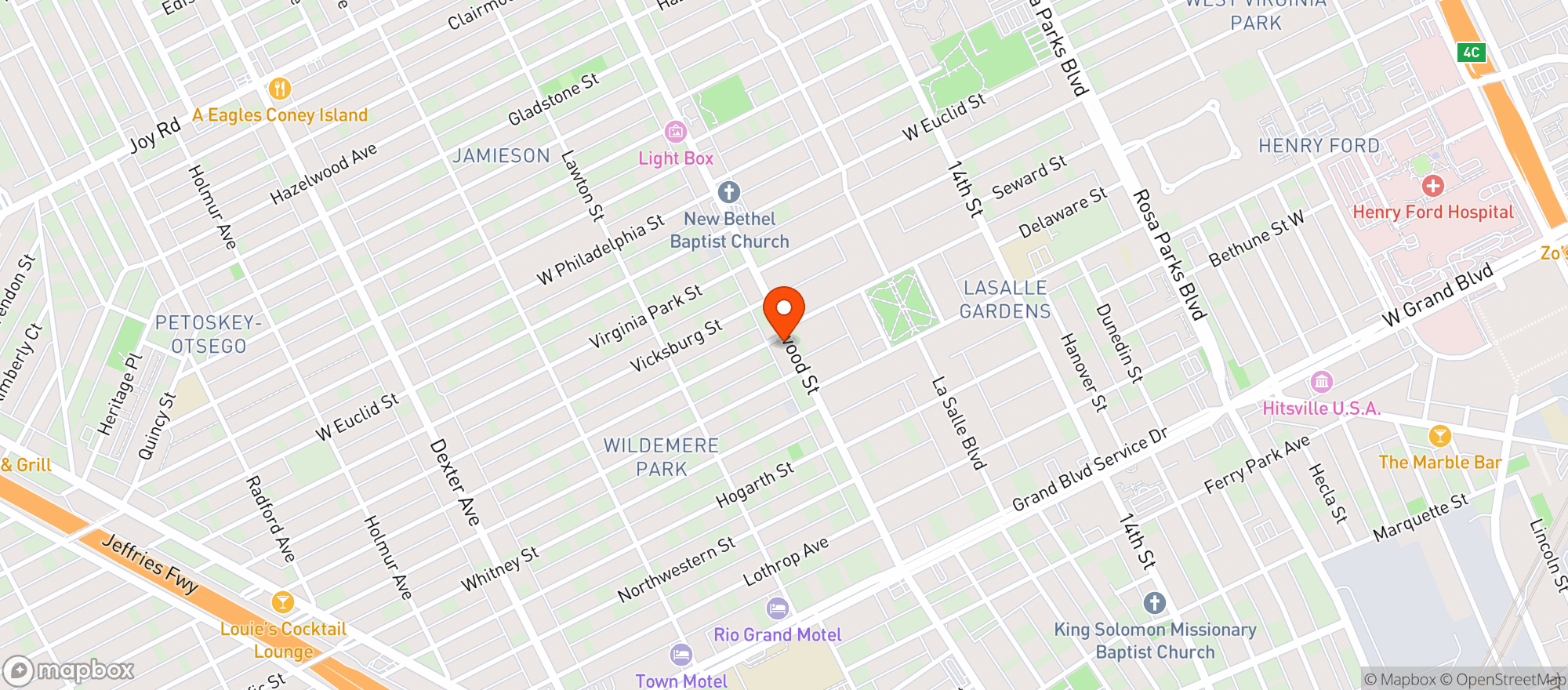 Map showing Moondog Cafe