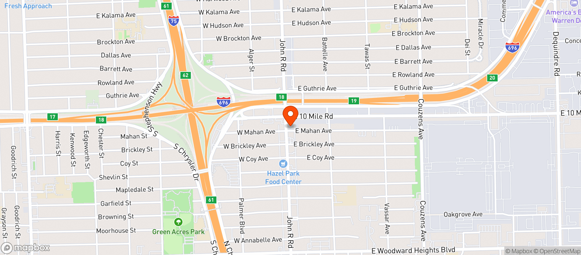 Map showing New Standard Dispensary - Hazel Park