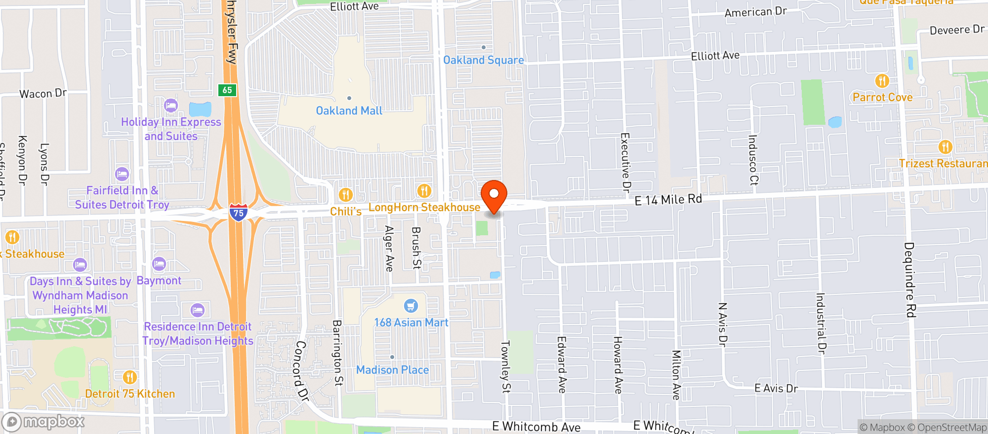 Map showing Quality Roots - Madison Heights