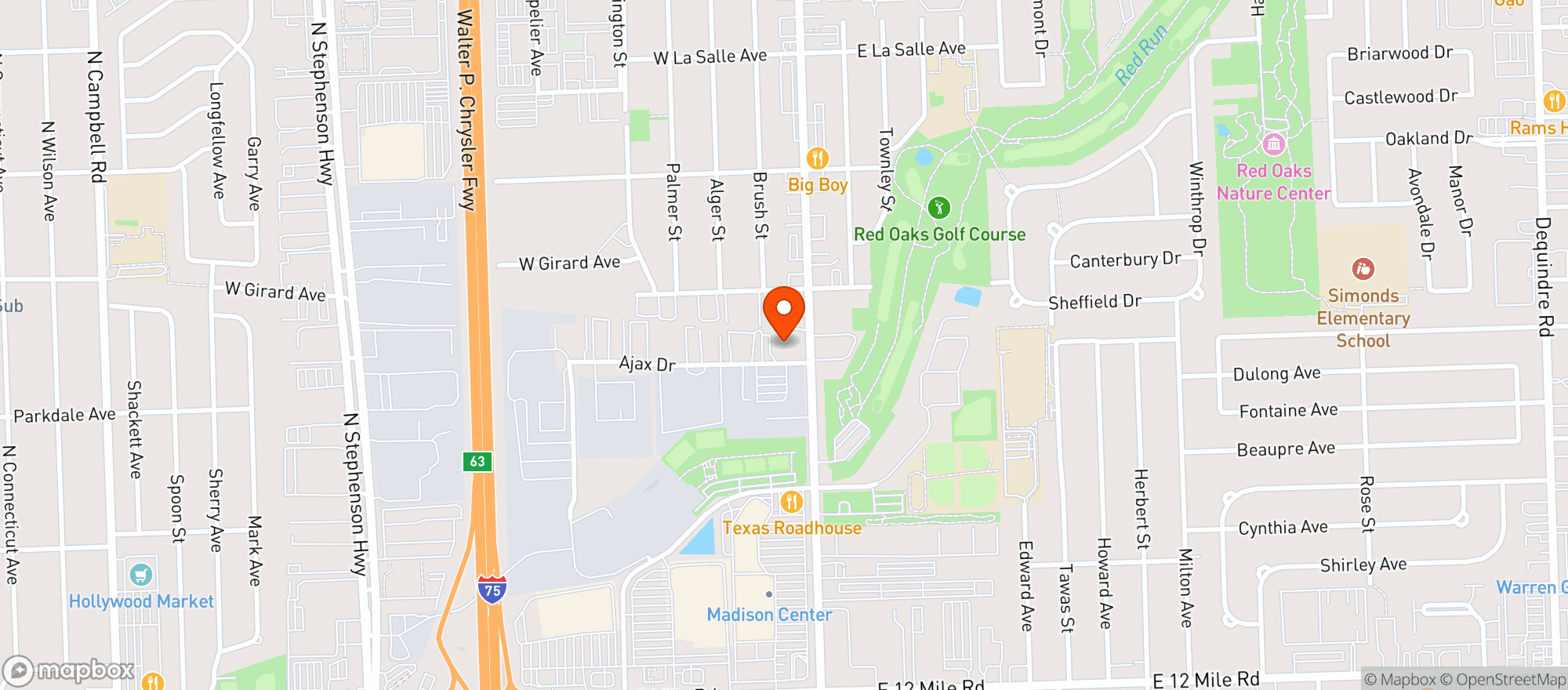 Map showing Puff- Madison Heights