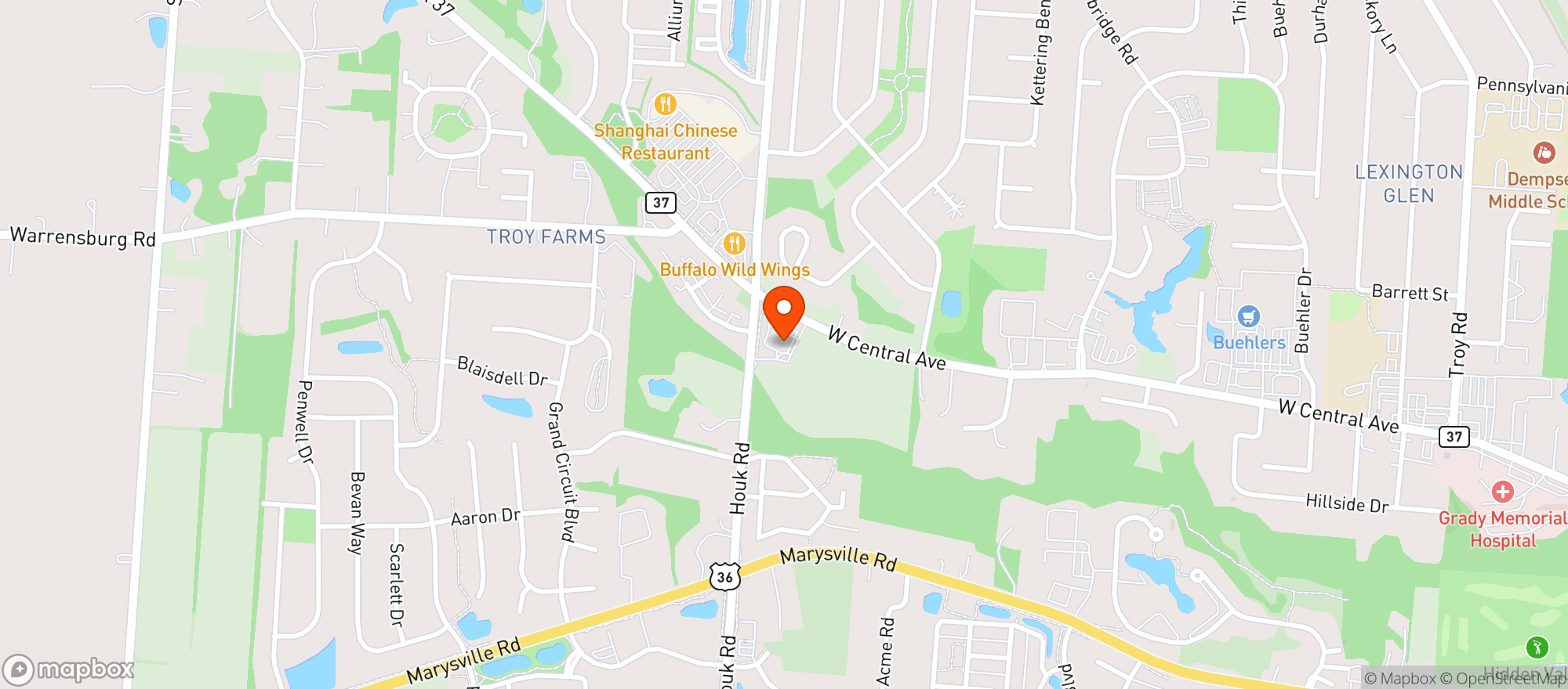 Map showing Cvs