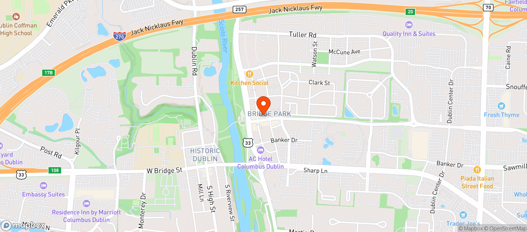 Map showing URBAN MEYER'S PINT HOUSE