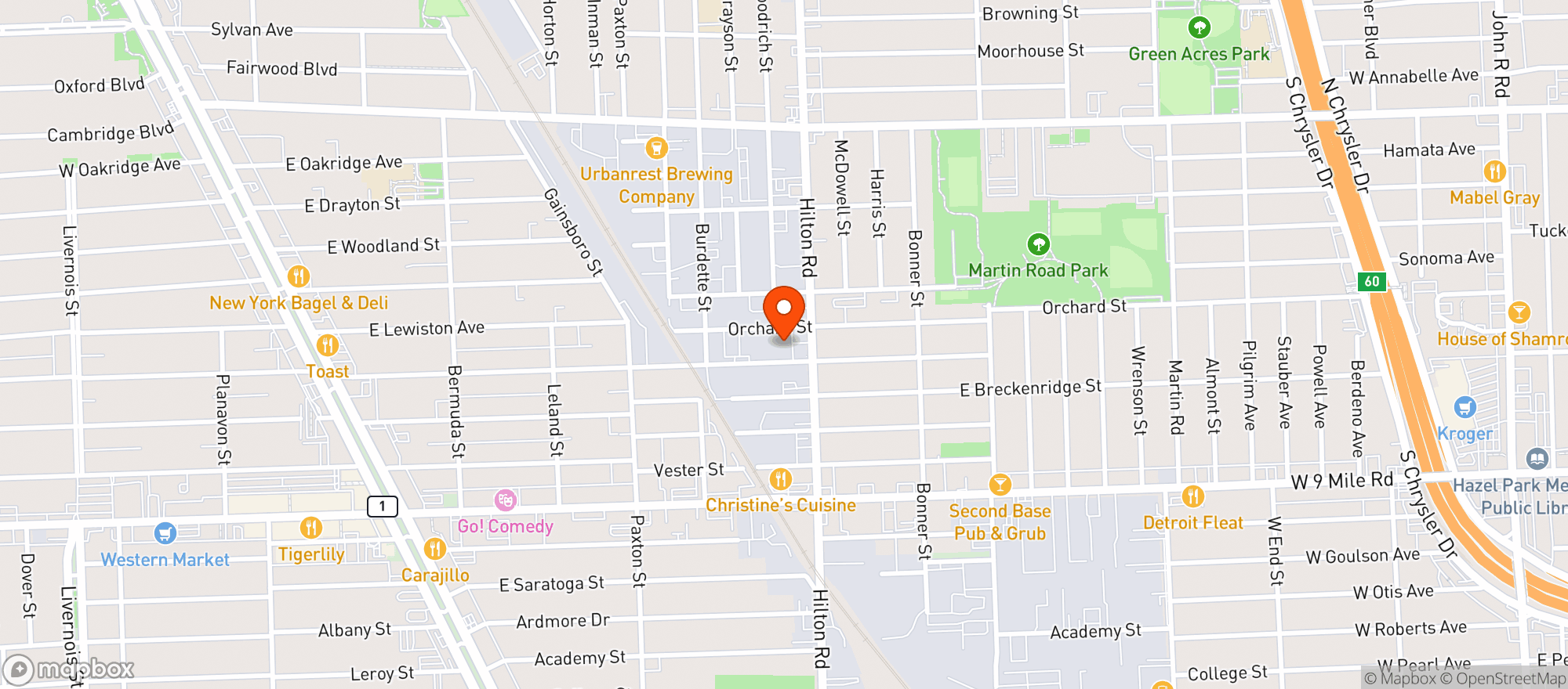 Map showing Door Dash