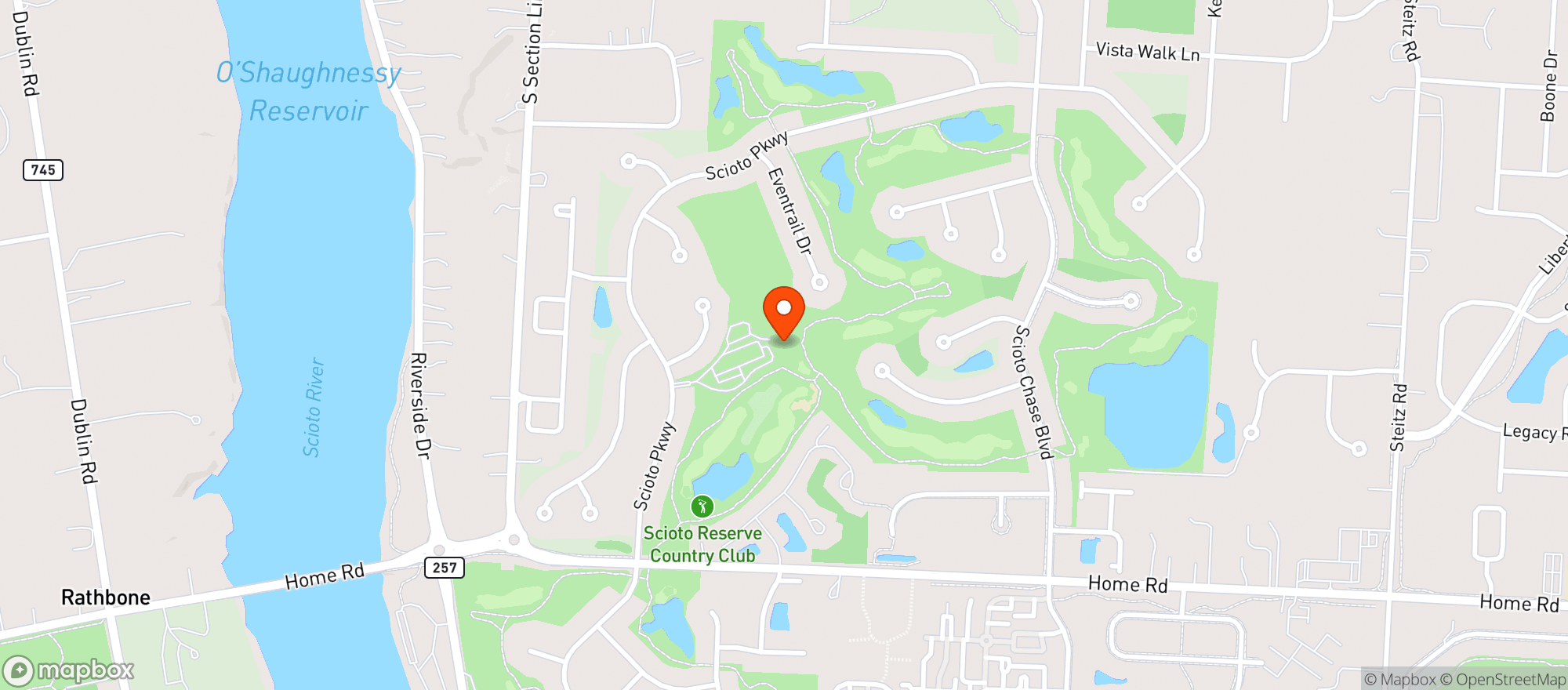 Map showing Scioto Reserve Golf