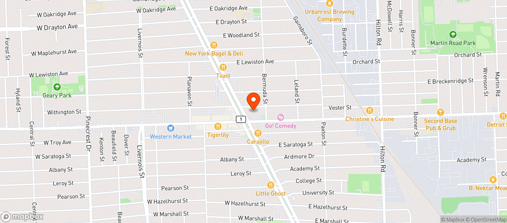 Map showing Syndicate Ferndale