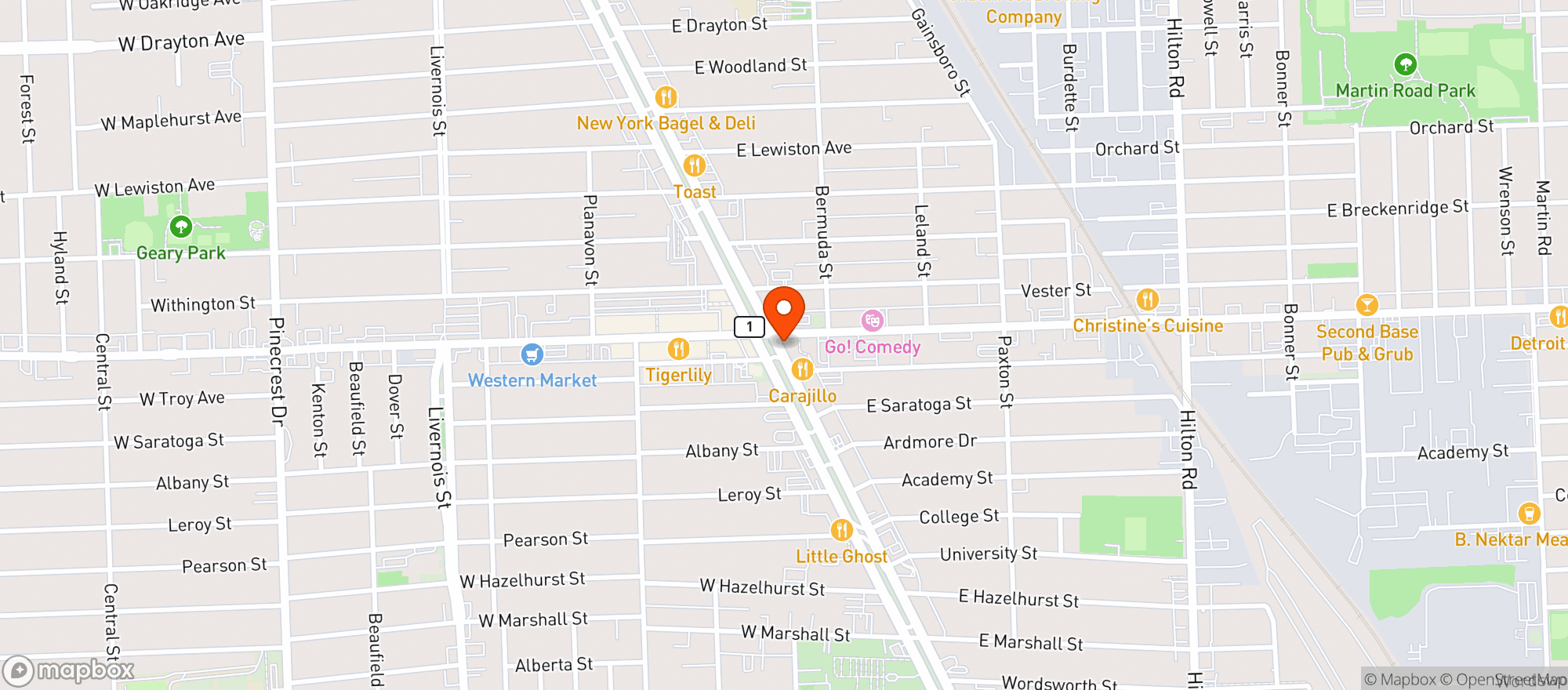 Map showing Barrel House Kitchen Cocktails